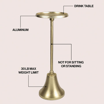 Irida 24" Art Deco Designer Pedestal Drink Table and Decorative End Table with Hammered Round Top and Bell Base